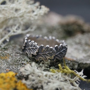 Oak leaves. silver ring. image 1