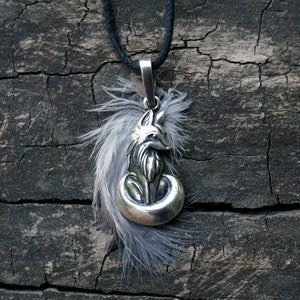 Cute fox. silver pendant.