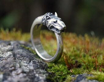 Bull terrier. Silver 925 ring. Many sizes.