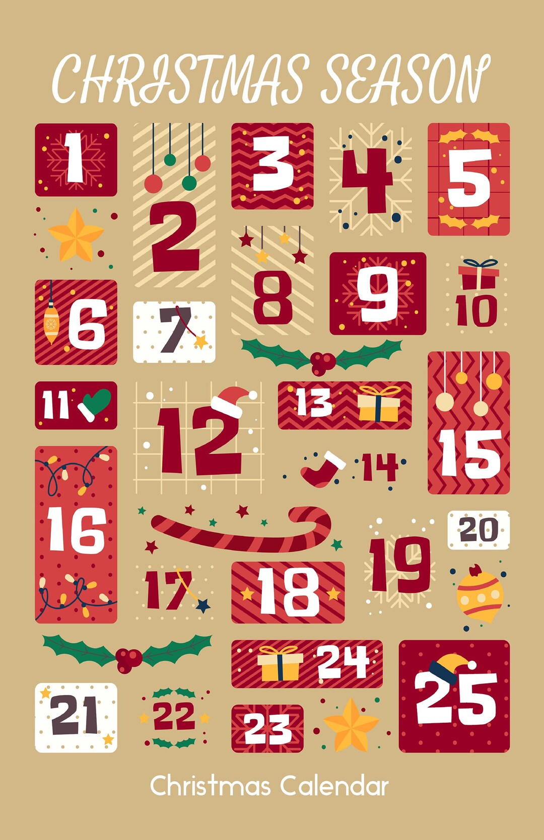 Digital Advent Christmas Countdown Calendar Etsy
