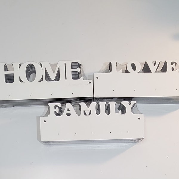 Wood (MDF) Word (Family, Home & Love) Wall Key Holder