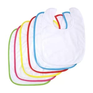 Sublimation Blank Polyester Baby Bib (Black, Pink, Red & Royal Blue) Trim