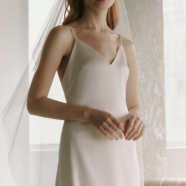 Ivory Boho Wedding Dress Simple Silky Satin Slip Bridal Gown Elegant Wedding Dress for Bride