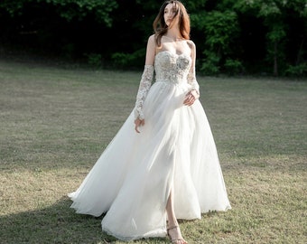 Corset Wedding Dress Classic Simple Wedding Dress Luxury Lace Tulle A-line Boho Wedding Dress Princess Dress Fairy Simple Wedding Dress