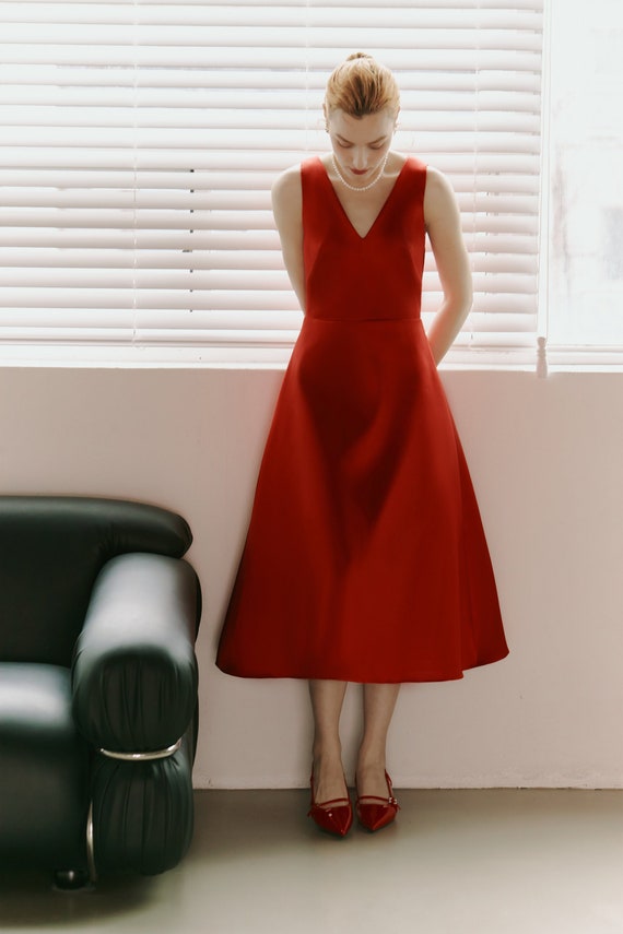 formal red holiday dress Wine Red Tulle Short Sleeves Tea Length Party Dress with Lace, Dark Re main image 0
