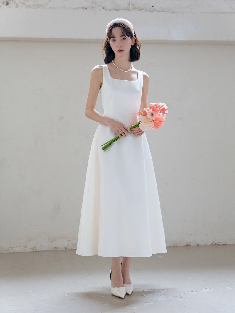 midi simple wedding dress