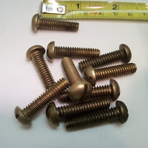 Brass Slotted Round Head Machine Screw 1/4-20 x 1”. NEW. VINTAGE 1950&#39;s. Made in the USA. Quantity of 10 screws