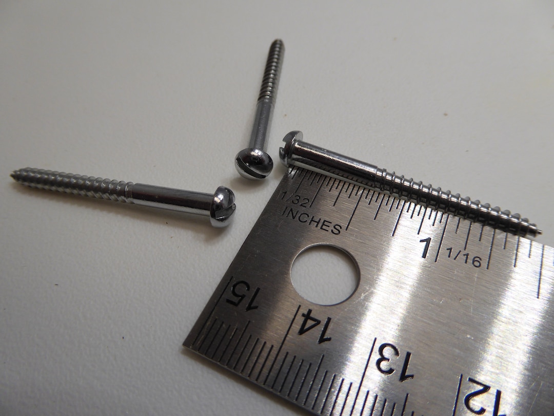 Hillman 1178 Brass Chrome Plated Wood Screws - 8 X 1 Inch Round Head Slotted (30-Pack)