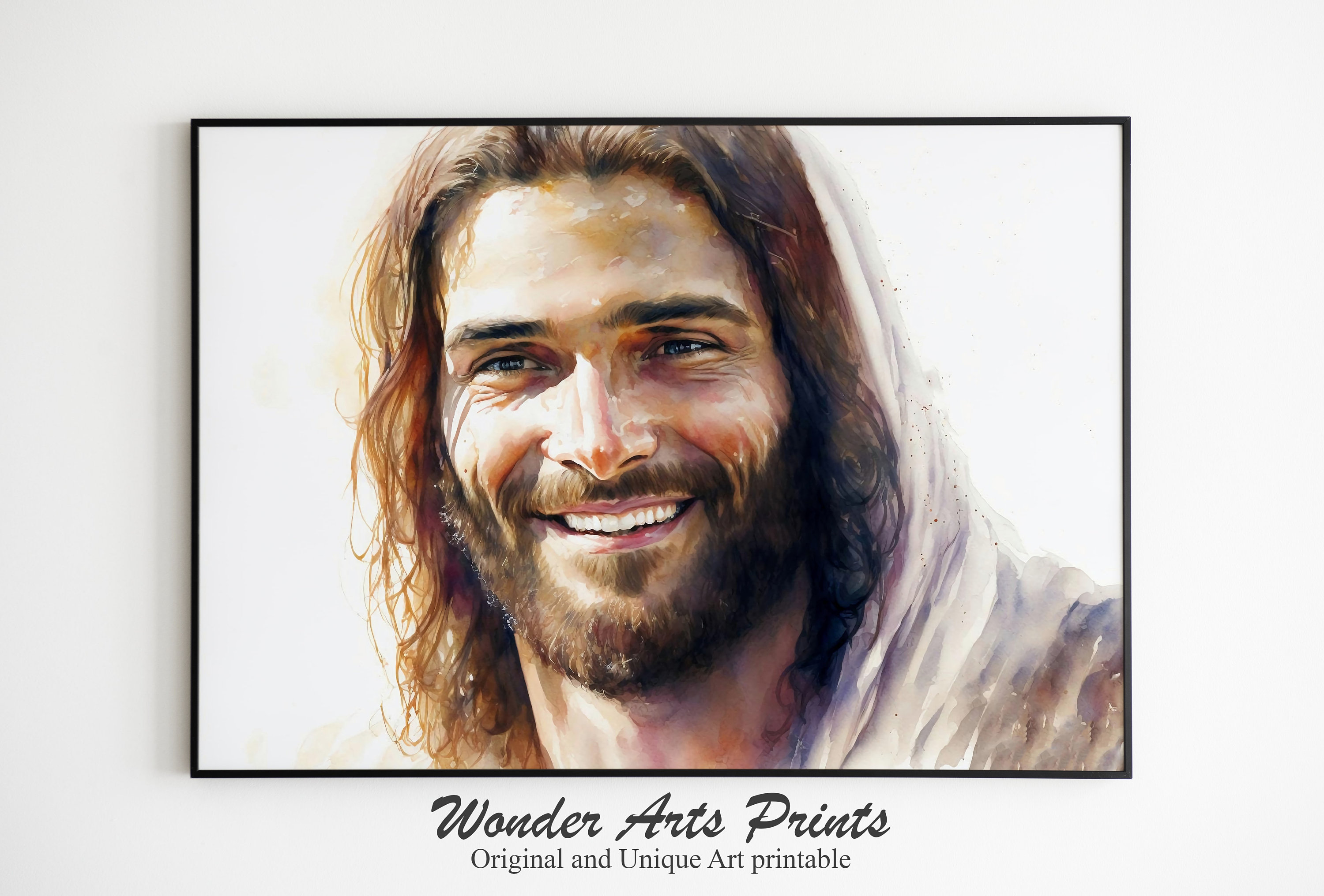 Jesus Laughing, Jesus Portrait, Christ LDS Painting, Catholic Print