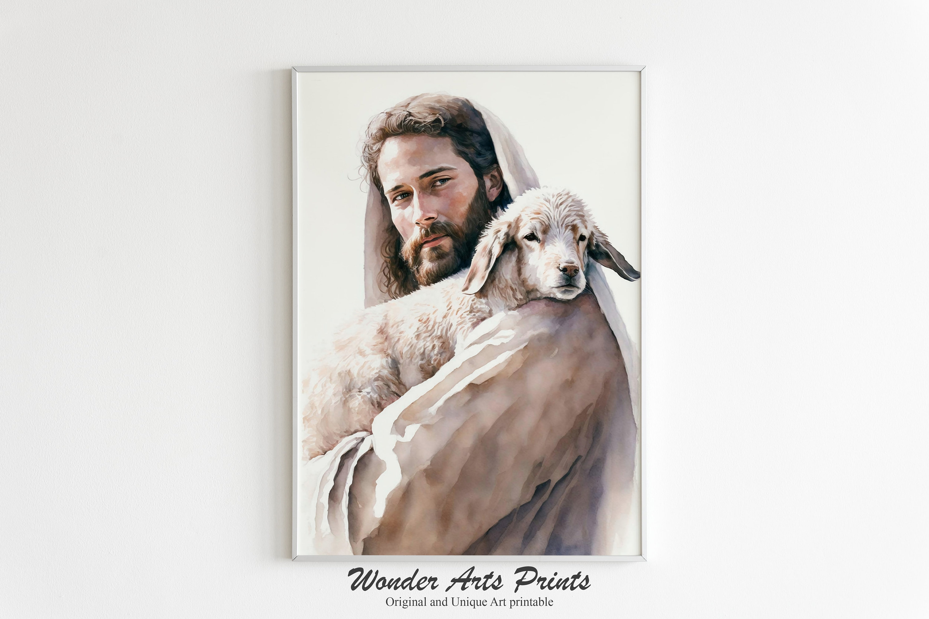 Jesus and Lamb Painting, Jesus Portrait, Christ LDS Painting, Catholic Print, Christ Picture ...