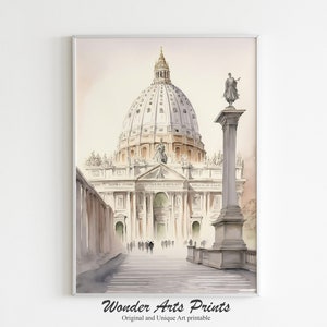 St Peter's Basilica Vatican, Catholic Watercolor Print, Vatican City Print, Abstract Minimal Art, Catholic, Instant Download PRINTABLE| #177