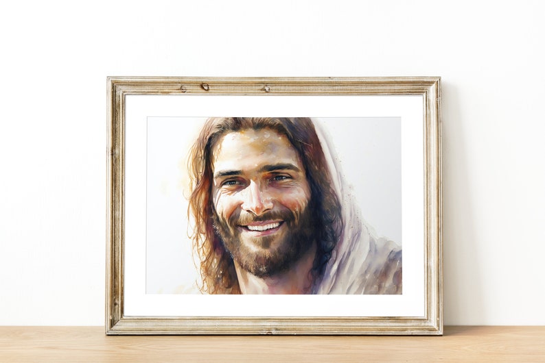 Jesus Laughing, Jesus Portrait, Christ LDS Painting, Catholic Print