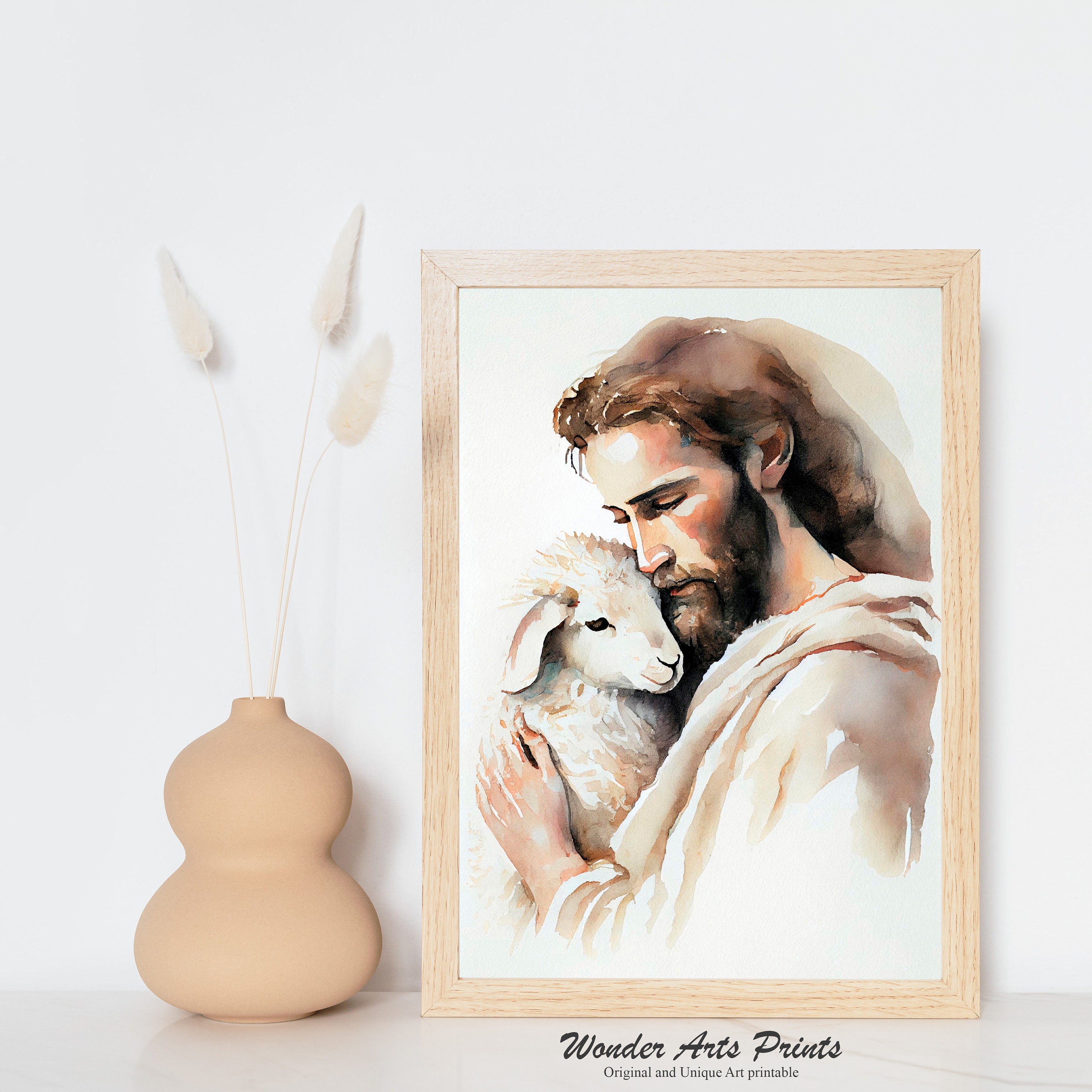 Jesus and Sheep Picture, Jesus Watercolor Print, Christian LDS Painting ...