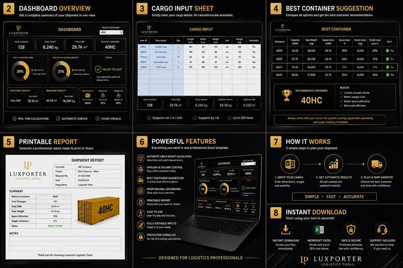 Container Loading Planner Excel Template | Shipping Container ...