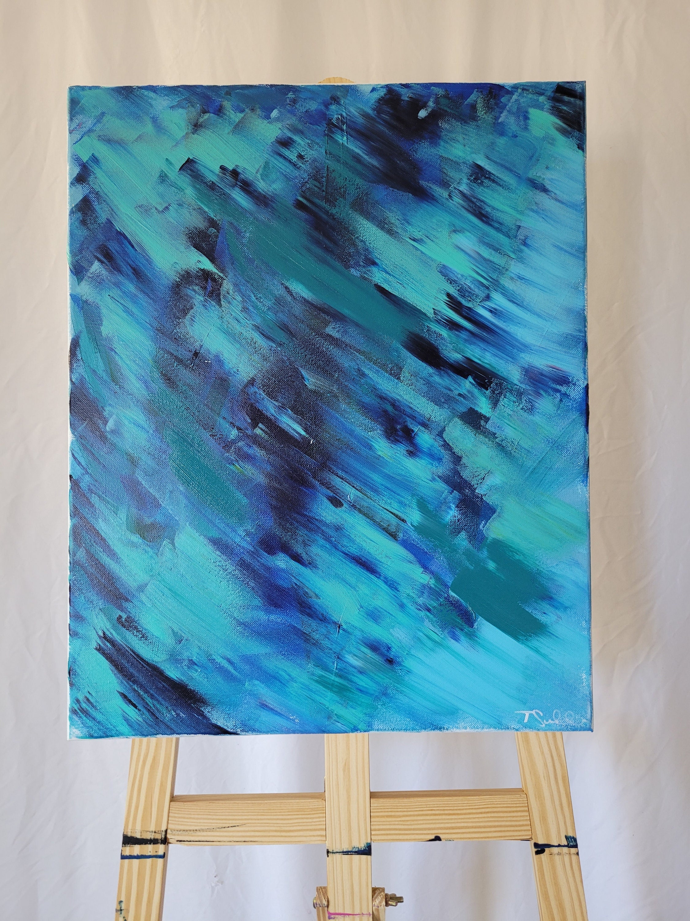 Bimini. 16x20 Acrylic Abstract. Light Blue Dark Blue Painting. - Etsy