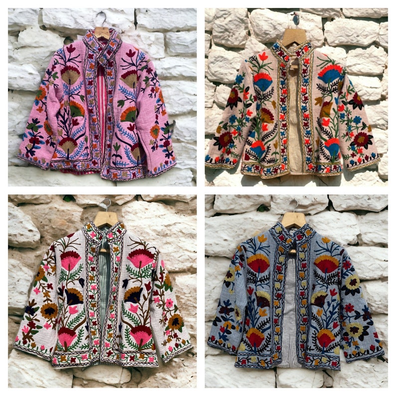 Handmade Suzani Tnt Jacket, Winter Coat For Womens, Cotton Short Kimono, Embroidered Jacket, Floral Jacket, Robe, Gift For Her zdjęcie 1