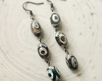 Agate Dangle Earrings, Long Earrings