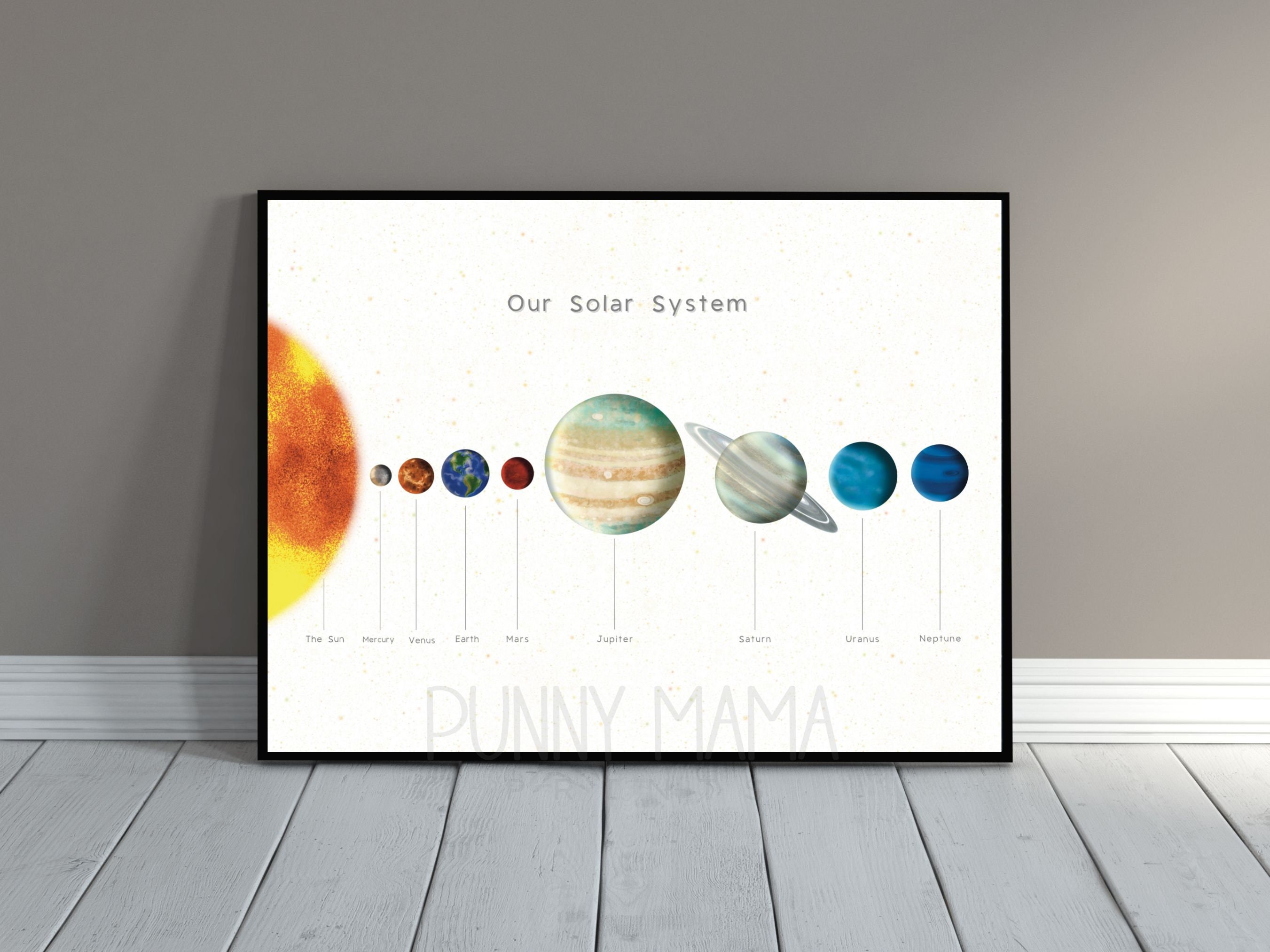 Our Solar System Printable, Landscape, Outer Space Print, Sun Stars ...