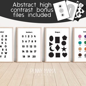 High Contrast Baby Printables, Black and White Abstract Prints, ABCs, Alphabet Numbers Colors Shapes, Nursery Wall Art, Kids Playroom Decor