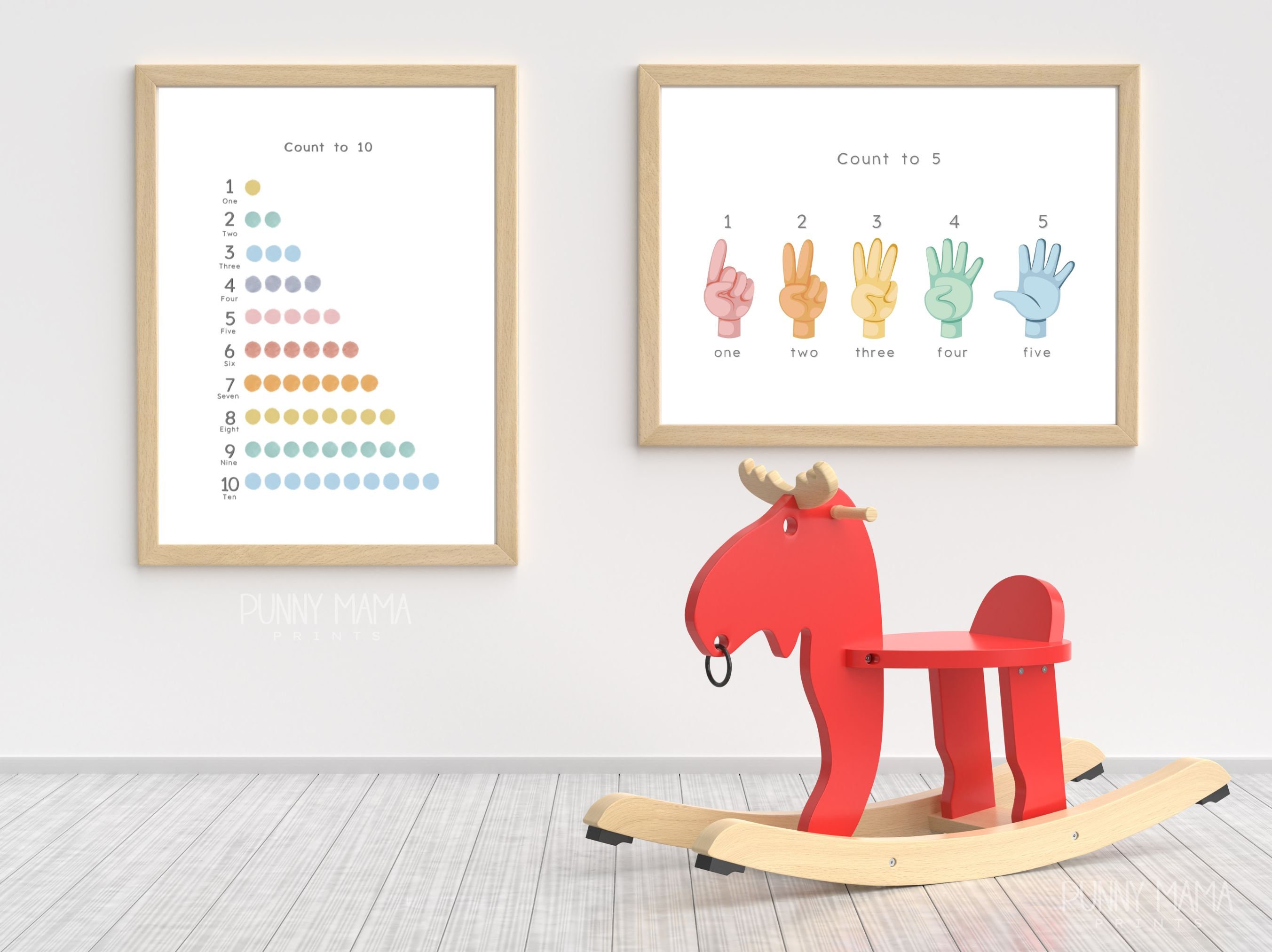 Learn to Count Kids Print Set Pastel Rainbow Finger Counting Etsy