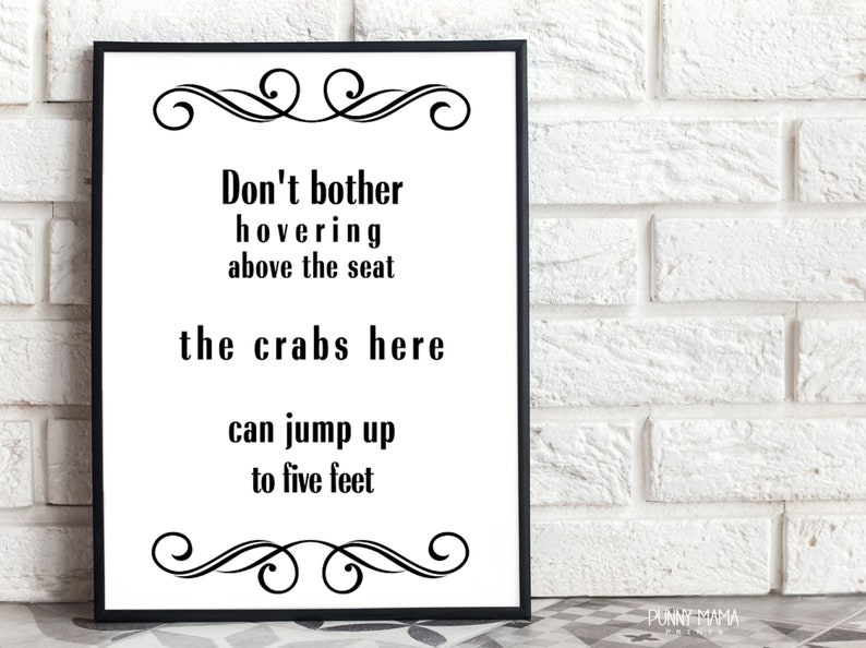 Sarcastic Bathroom Wall Art Printable the Crabs Here Can Jump Toilet