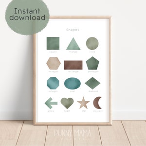 Shapes Printable: Neutral Earth Tones Nursery Art (Digital Download)