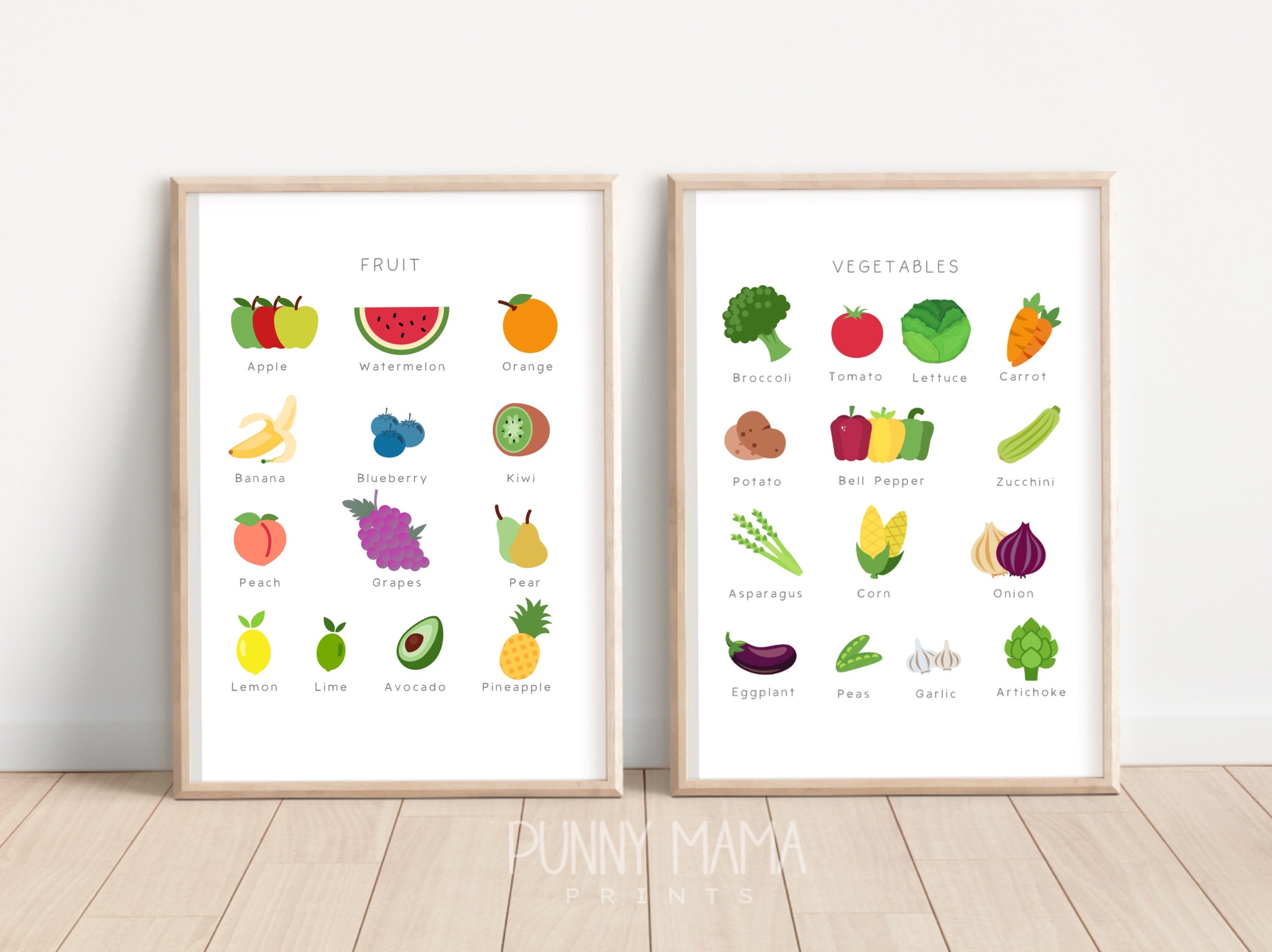 kitchen print set of 2 fruit print vegetable print... Fruit and Vegetable Print Set Colorful Fruit Veggie Wall Art Toddler ...