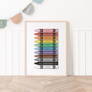 Colors Printable, Crayons Wall Art, Colorful Nursery Decor, Classroom Playroom Wall Art, Primary Colors, Educational Toddler Wall Art Print