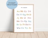 Handwriting ABC Printable, Pastel Rainbow, Toddler ABC Penmanship, Cute Kids Educational Nursery Decor, Preschool Playroom Wall Art DOWNLOAD