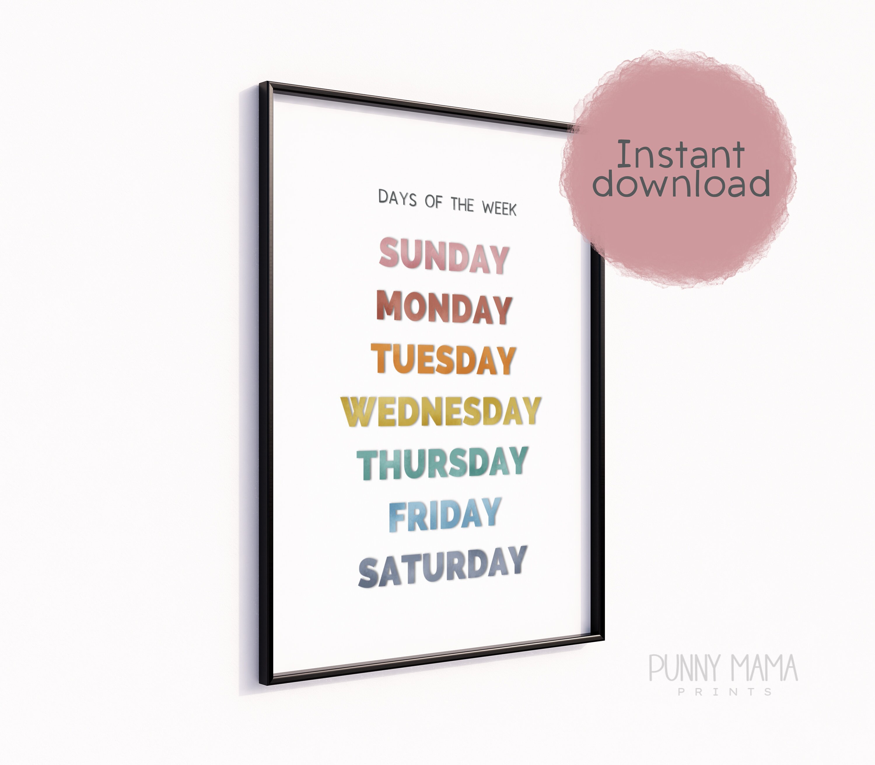 Days & Months Print Set Pastel Rainbow, Playroom Nursery Wall Art, Days ...