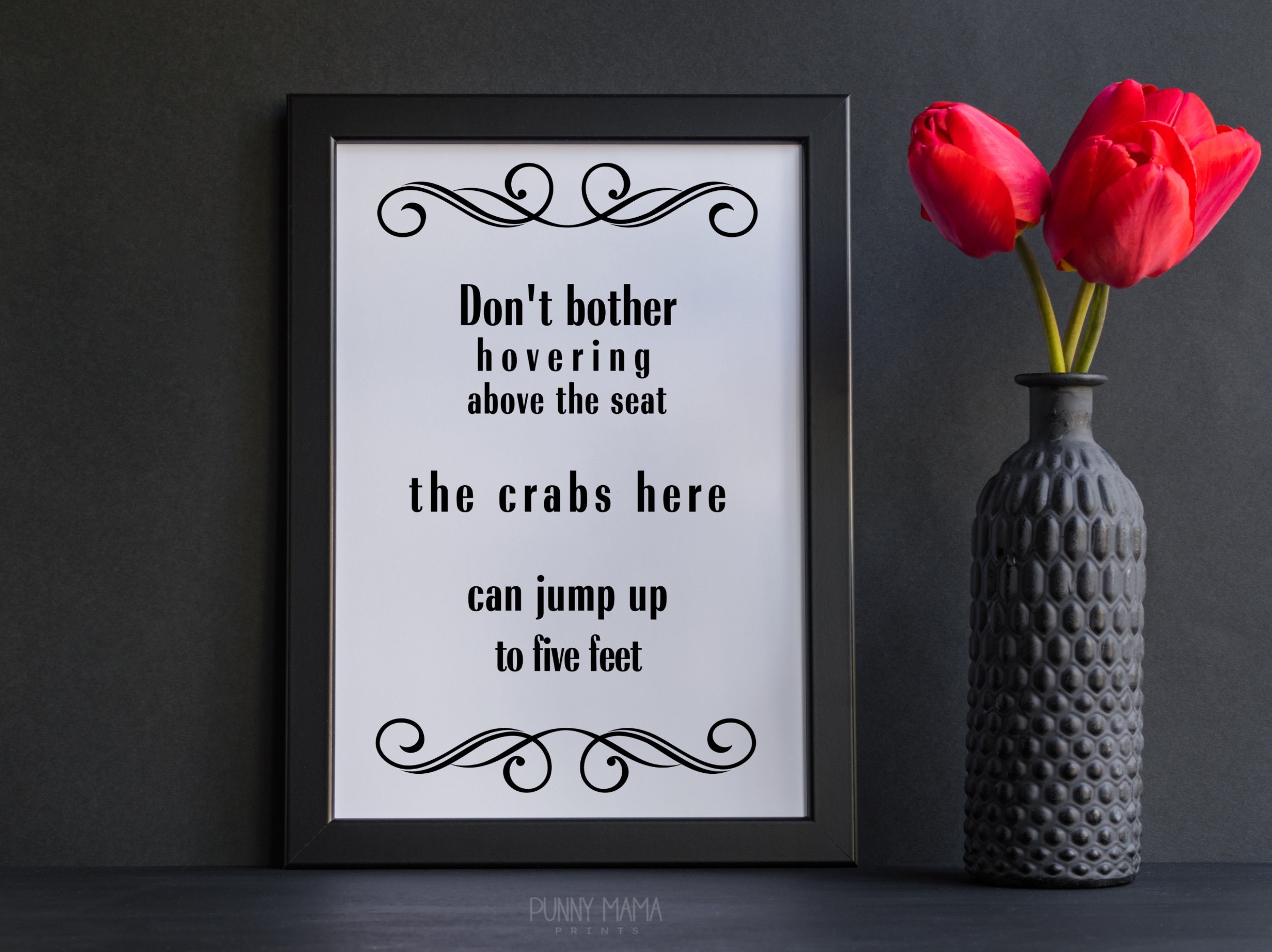 Sarcastic Bathroom Wall Art Printable the Crabs Here Can Jump Toilet