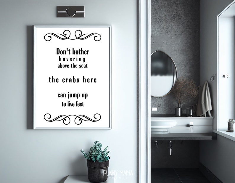 Sarcastic Bathroom Wall Art Printable the Crabs Here Can Jump Toilet
