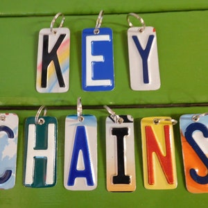 Handmade License Plate Keychains - Key Chain - Key Ring - Letters - Numbers - Backpack Zipper Tag - Gift - Luggage Tag - BEST PRICE!