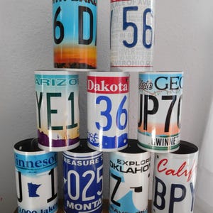 Handmade License Plate Pencil Holder Cup Box Can Desktop Utensil Caddy Organizer - Upcycled - Multiple States - One of a Kind - Great Price!