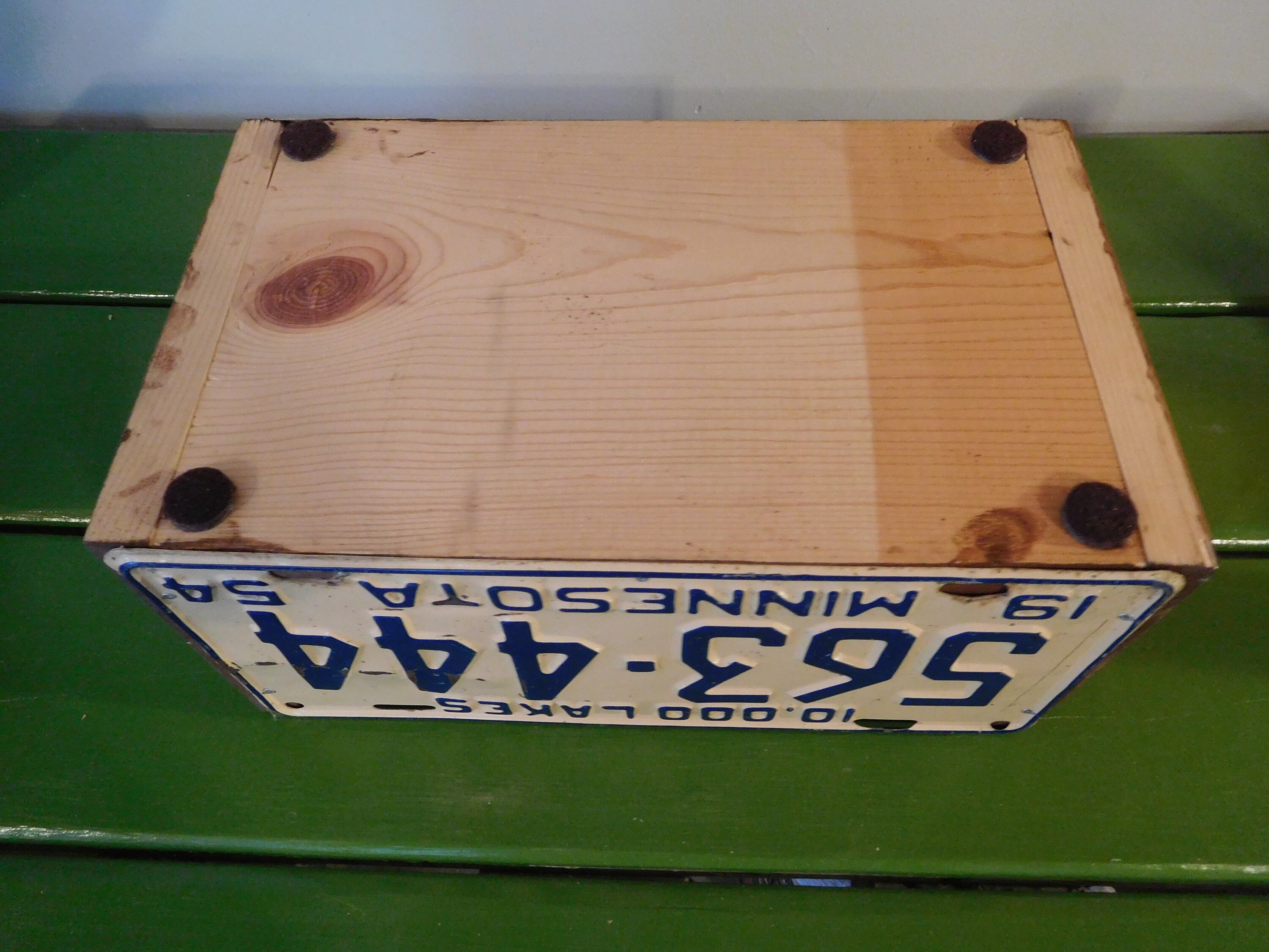 Handmade License Plate Storage Box With Authentic Pair of 1954