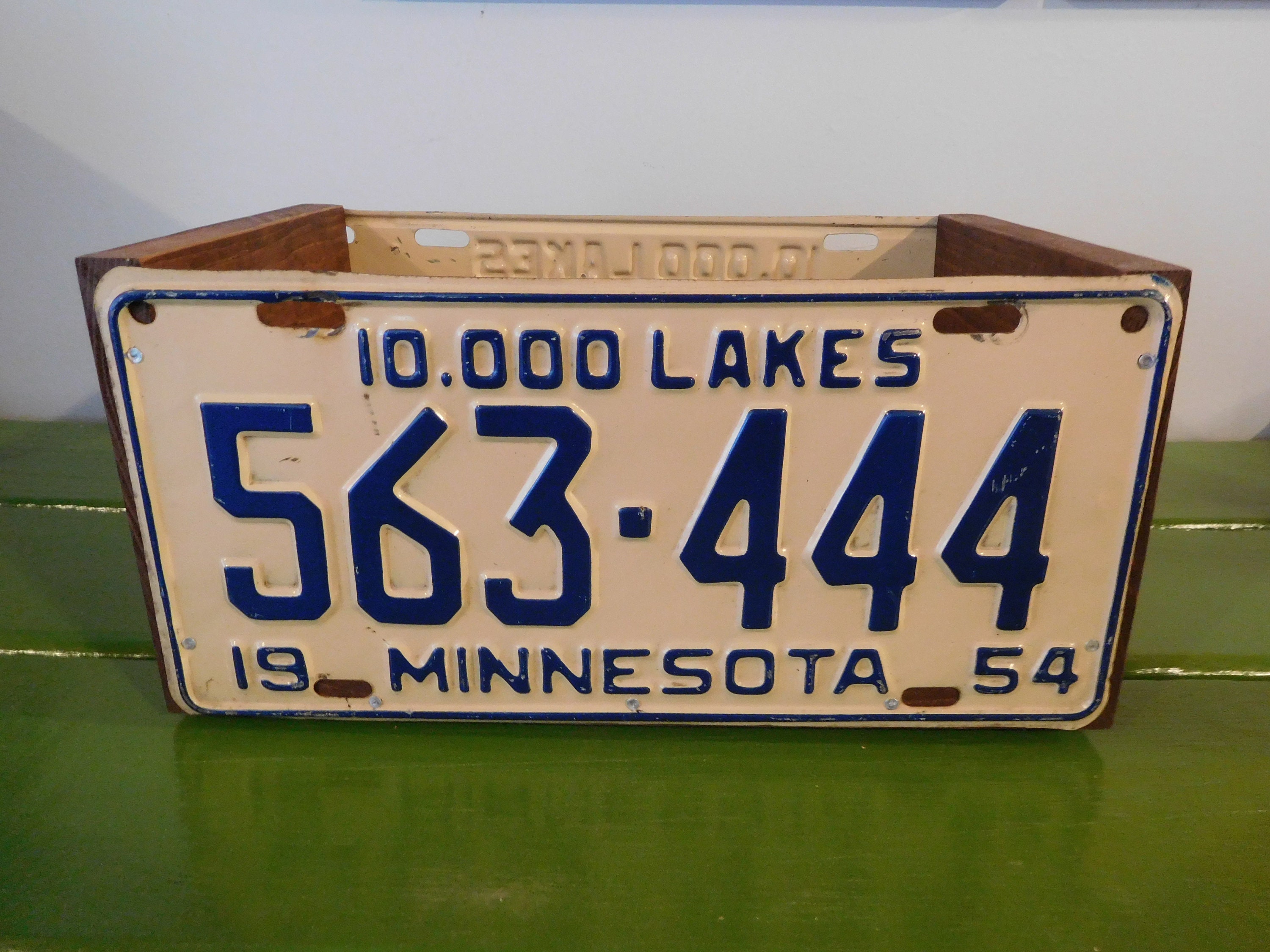 Handmade License Plate Storage Box With Authentic Pair of 1954