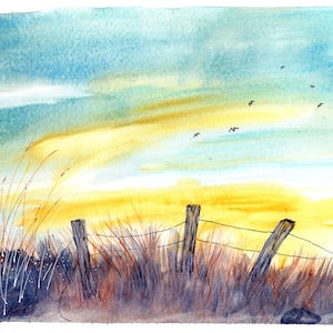 Meer bei Sonnenaufgang original Aquarell