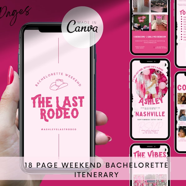 Let's Go Girls Nashville Bachelorette Party Invitation and Itinerary Template, Nash Bash Bachelorette Weekend Invite, Last Rodeo, Country