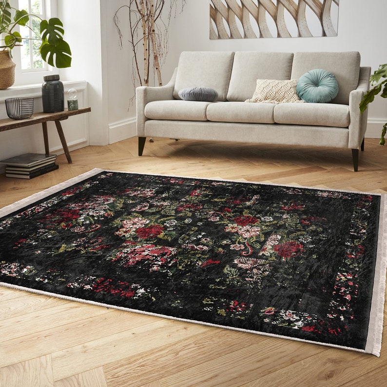 Black Anti-Slip Area Rug