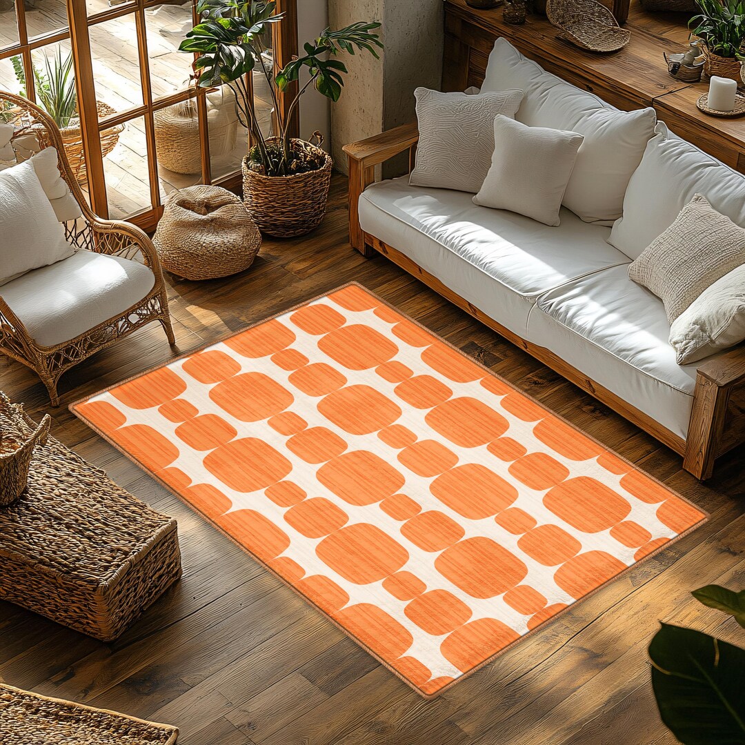 Scorched Rug Burnt Orange Hallway Rug - Retro Style, Non-slip Base - Etsy