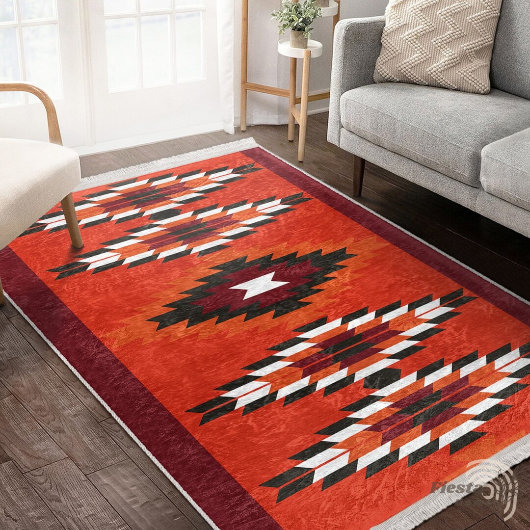 Ethnic Terracotta Rug: Aztec Inspired Pattern (indoor Outdoor Use) - Etsy