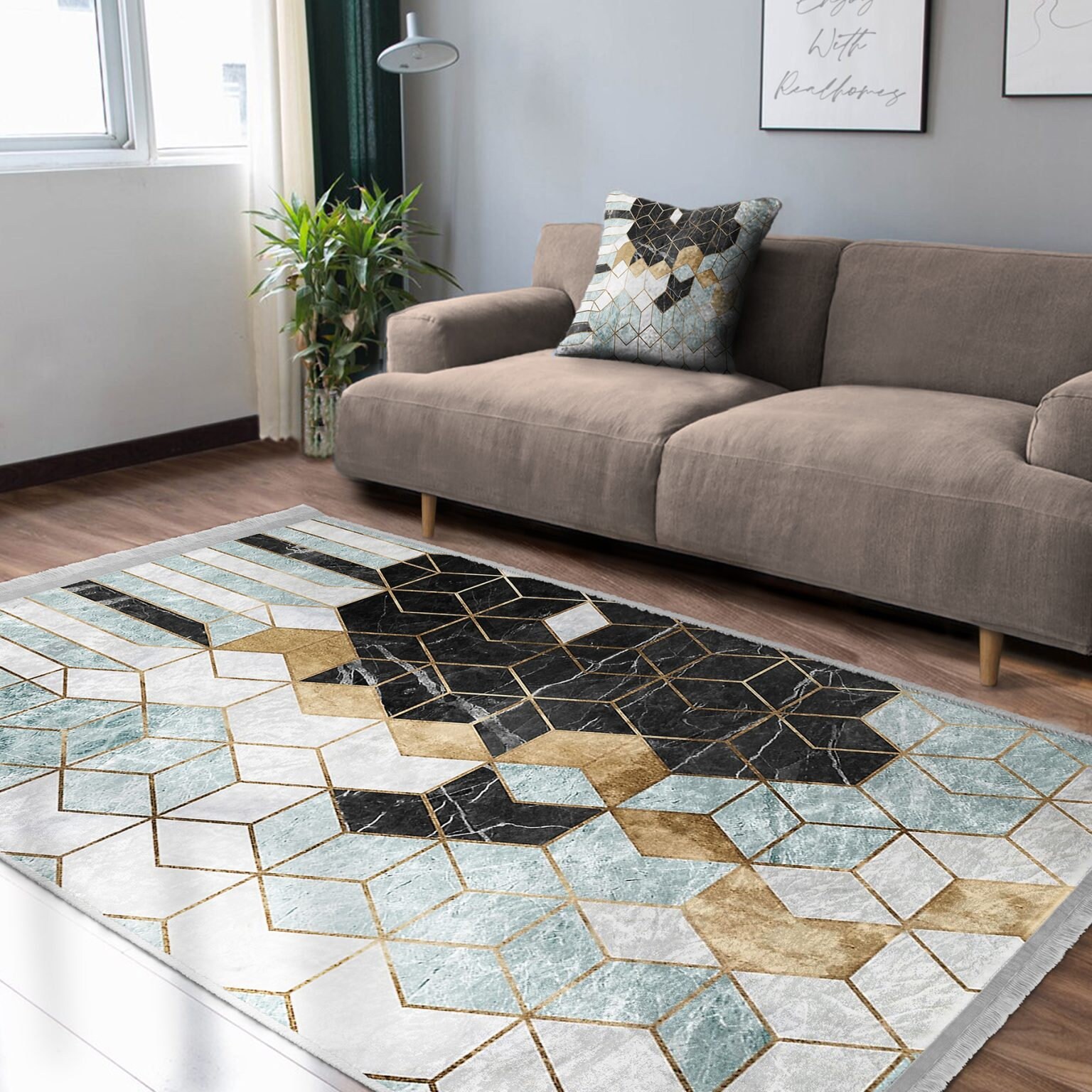 Geometric Cube Rug, Colorful Modern Design (multiple Sizes) - Etsy