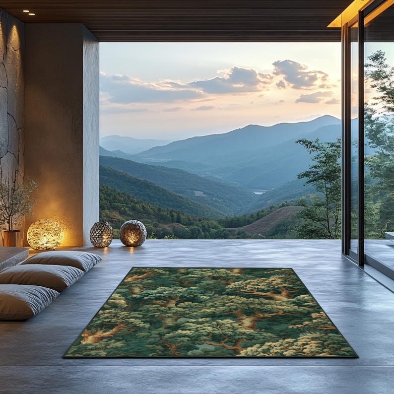 William Morris Rug: Emerald Green Trees - Nature-inspired Design - Etsy