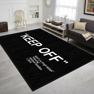 Keep Off-vloerkleed met print: zwart fluwelen oppervlak - machinewasbaar, duurzaam polykatoen afbeelding 2
