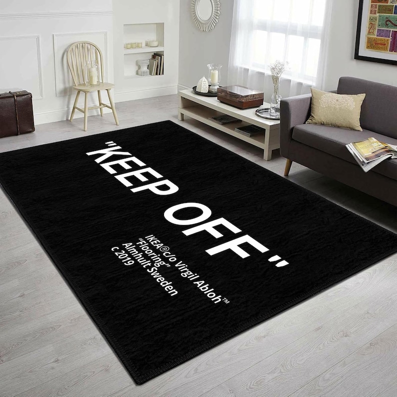 Keep Off-vloerkleed met print: zwart fluwelen oppervlak - machinewasbaar, duurzaam polykatoen afbeelding 2