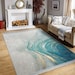 Marble Design Rug, Non-slip Area Rugs With Gold Detail, Gray & Aqua ...