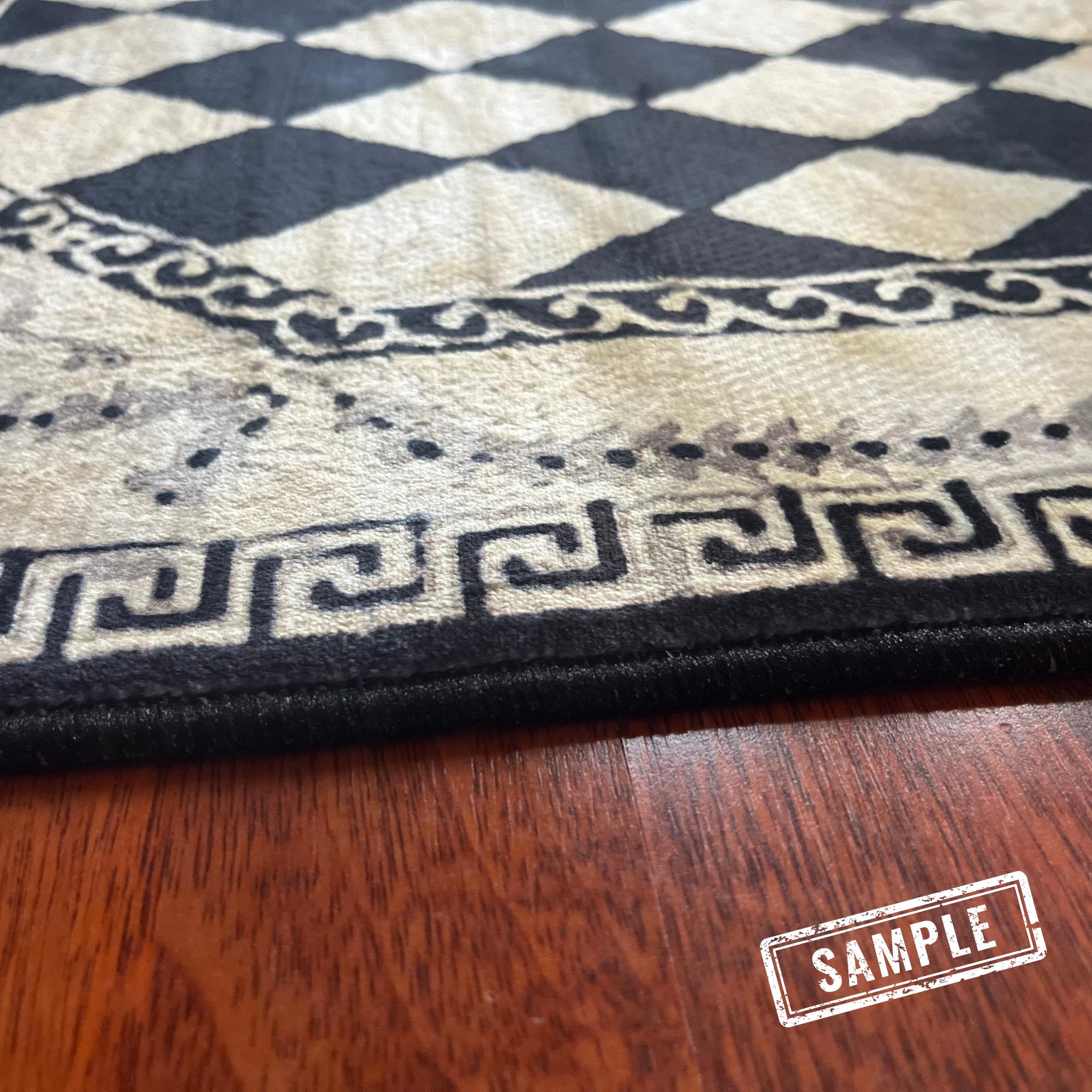 Geometric Bath Mat, Vintage Style Bathroom Mat, Checkered