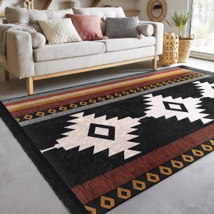 Southwestern Rug, Aztec Style Non-slip Area Rugs, Bohemian Living Room ...