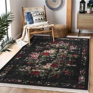 Washable Floral Kitchen Rug