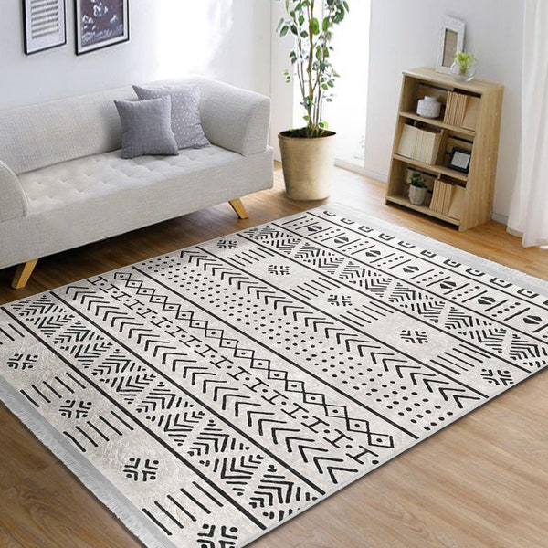 Tapis de style scandinave, carpette géométrique, tapis nordique antidérapant, tapis de salon minimaliste, tapis de cuisine à franges, tapis de balcon moderne